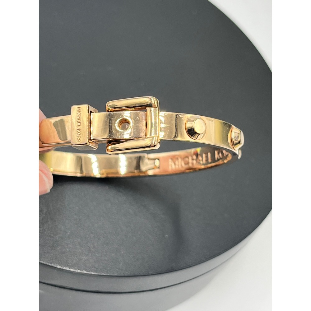 Michael Kors Designer Astor Rose Gold Buckle Closure Bangle Bracelet - Picture 9 of 16